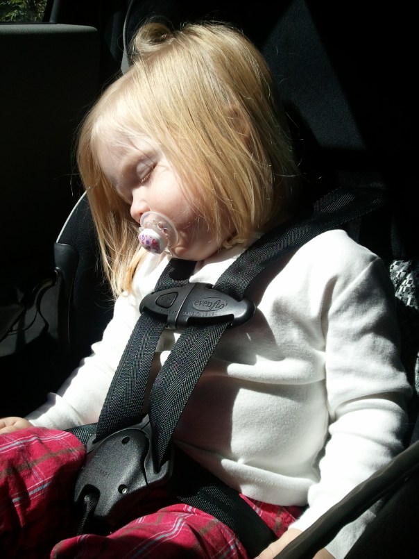 Lauren asleep in the car