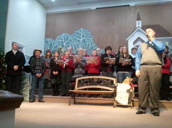 The audience was invited to sing along at the end of the church musical Sunday.