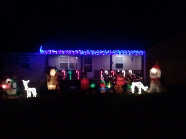 The kids loved how many blow-up decorations there were in this yard. It wins first prize in our hunt!
