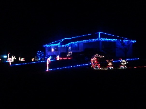 This photo doesn't do justice to how spectacular these lights were! Attention was on the details, including landing skid marks from Santa's sleigh.