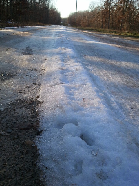 Snow remained on our lane long after the rest melted 