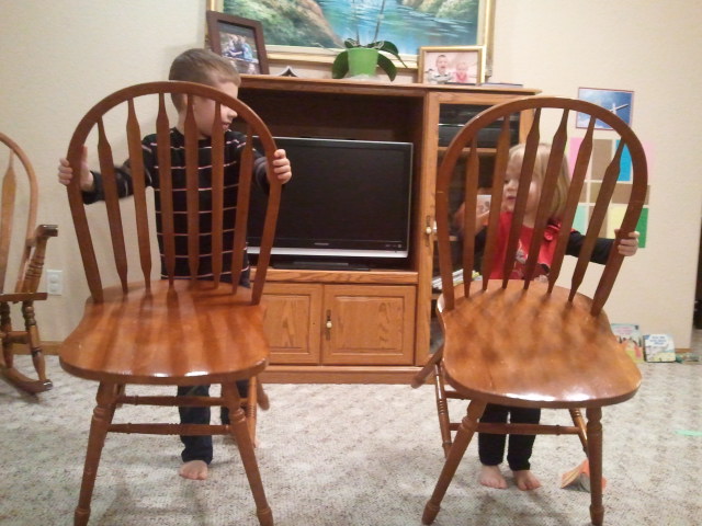 Jackson and Lauren overturn chairs in the "temple".