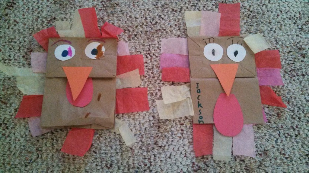 Our turkey puppets