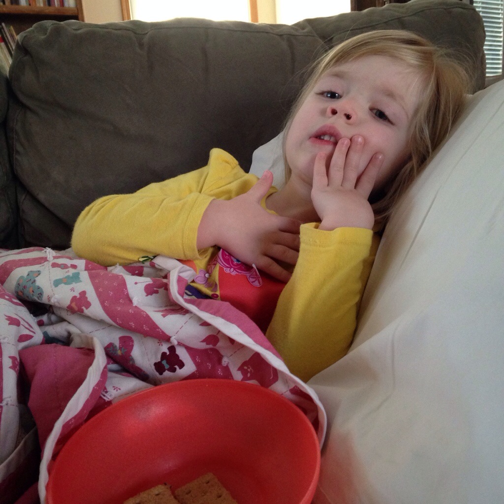 Lauren has spent much of the last few days on the couch, trying to get well.