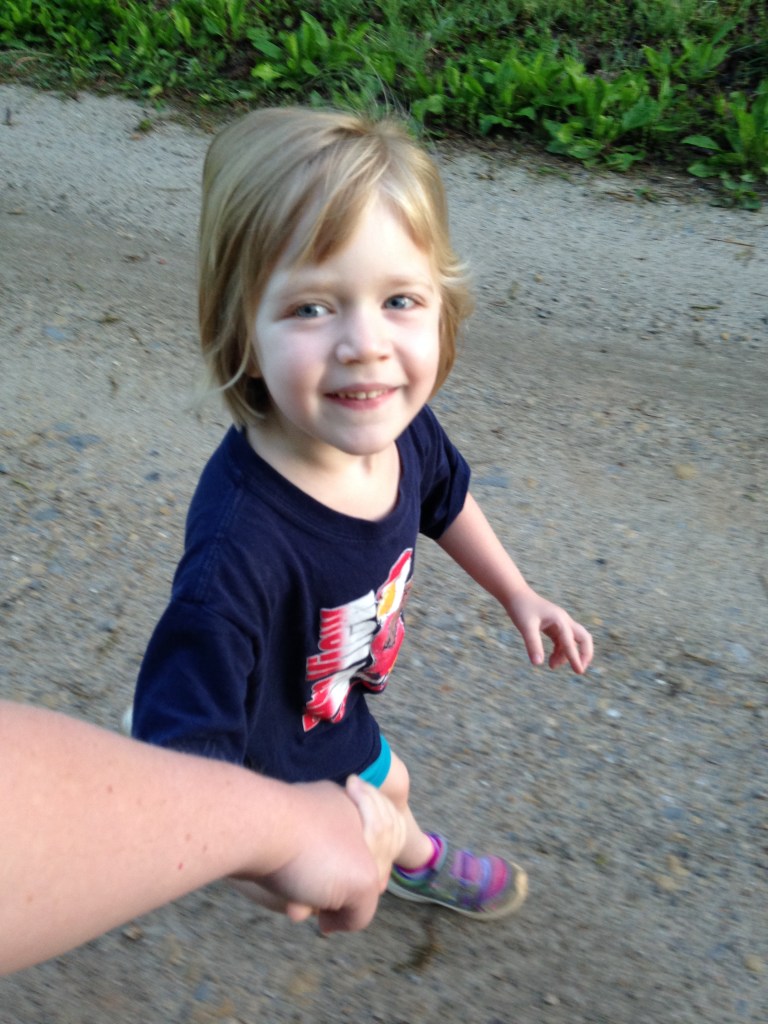 Lauren and I walk hand in hand.