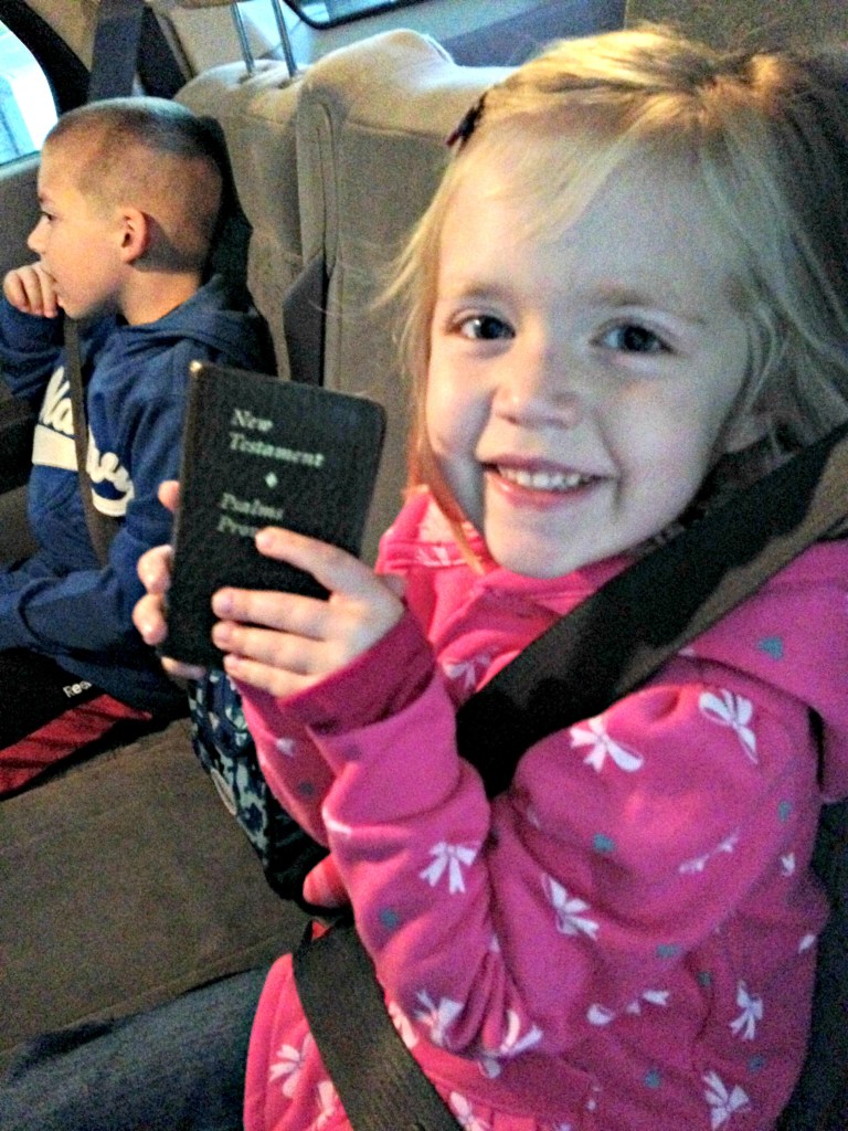 Lauren is ready to take her Bible to school