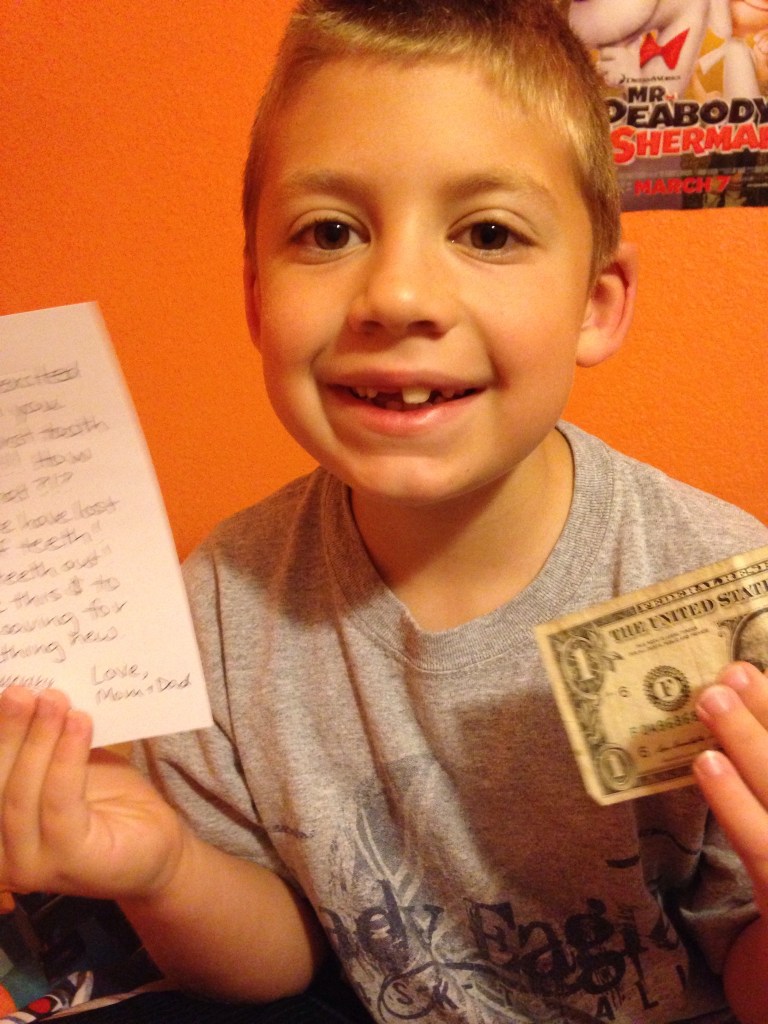 Jackson woke up this morning with a gift under his pillow for losing another tooth!