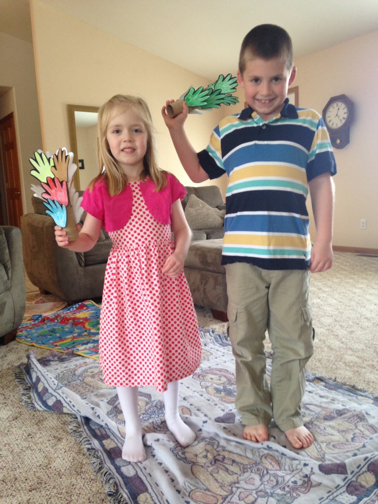 Waving palm branches